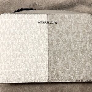 Michael Kors gray and white Crossbody